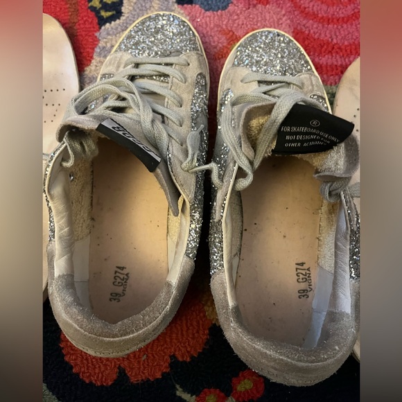 Women's Superstar in Silver Glitter Ice-Gray Suede Star - Picture 3 of 16